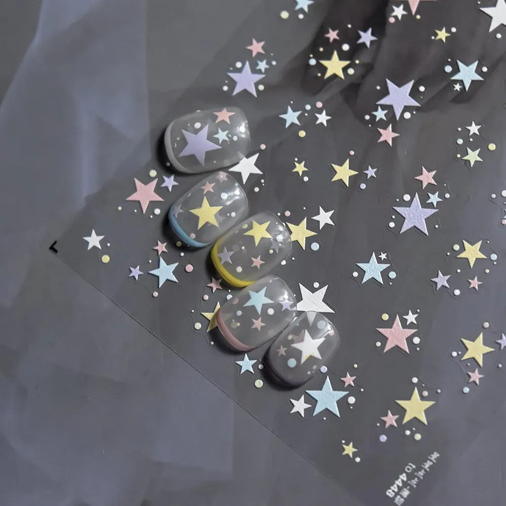 Pastel Star Nail Art Stickers Adhesive Gradient Stars Sticker Decals to4448
