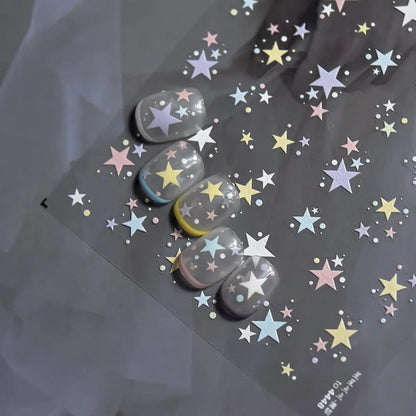 Pastel Star Nail Art Stickers Adhesive Gradient Stars Sticker Decals to4448