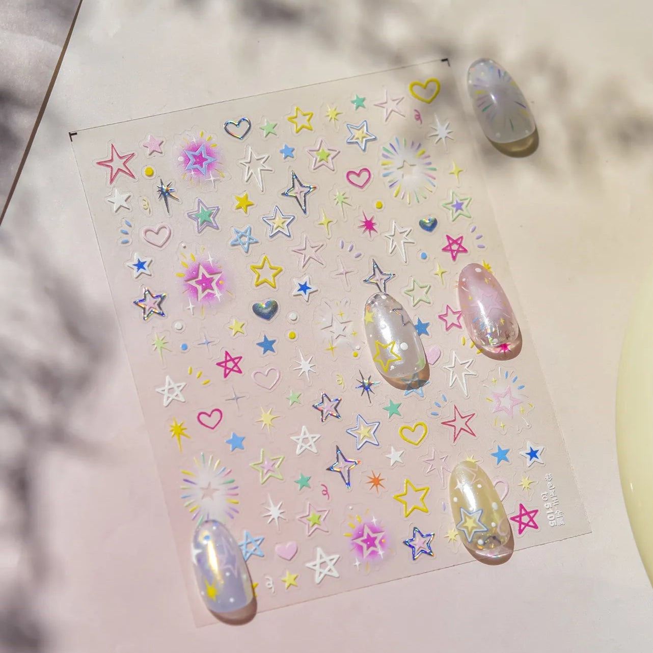 Pastel Star Nail Art Stickers Adhesive Gradient Stars Sticker Decals to5105
