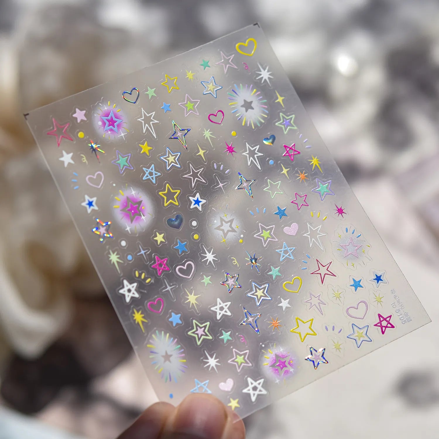 Pastel Star Nail Art Stickers Adhesive Gradient Stars Sticker Decals to5105