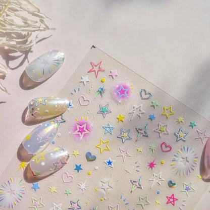 Pastel Star Nail Art Stickers Adhesive Gradient Stars Sticker Decals to5105