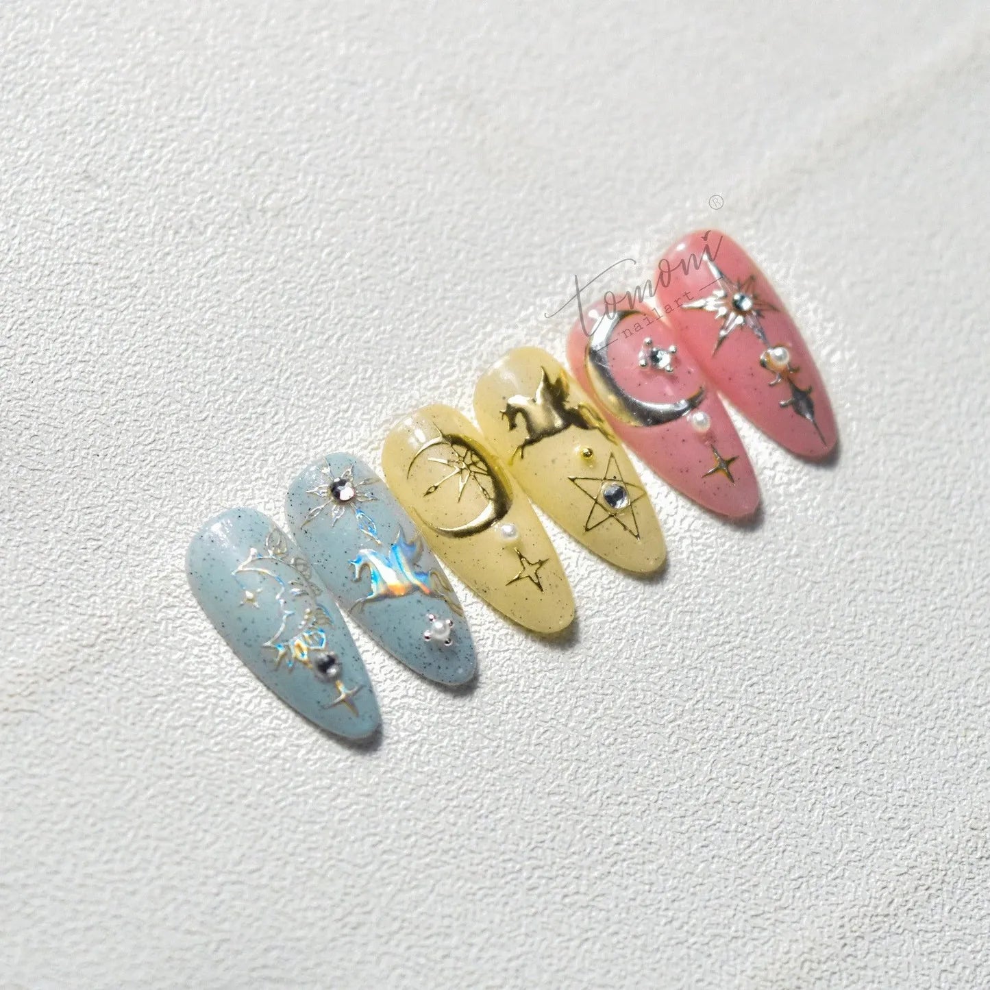 Pegasus Nail Art Stickers Adhesive Embossed Moon Star Sticker Decals to2290