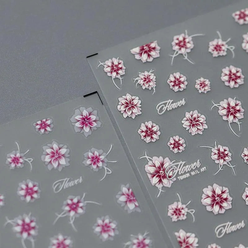 Peony Flower Nail Art Stickers Floral Adhesive Sticker Decals TS2929