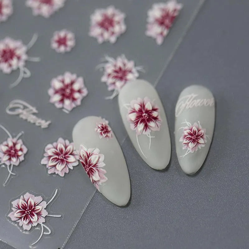Peony Flower Nail Art Stickers Floral Adhesive Sticker Decals TS2929