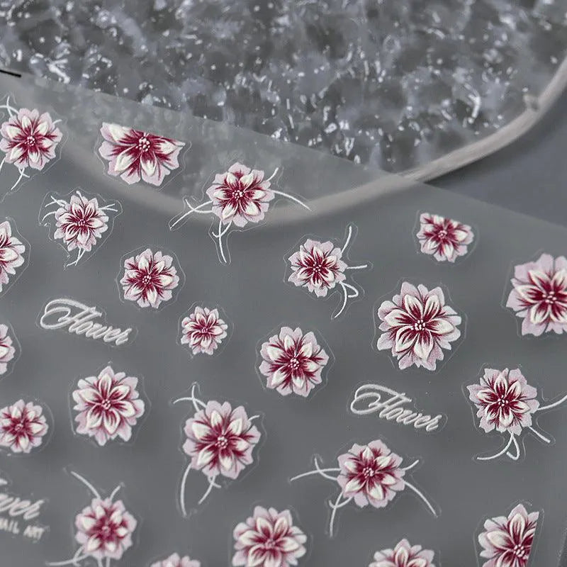 Peony Flower Nail Art Stickers Floral Adhesive Sticker Decals TS2929