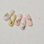 Peony Flower Nail Stickers 5D Embossed Aurora Shell Light Floral Nail Decals Manicure Accessories to3895