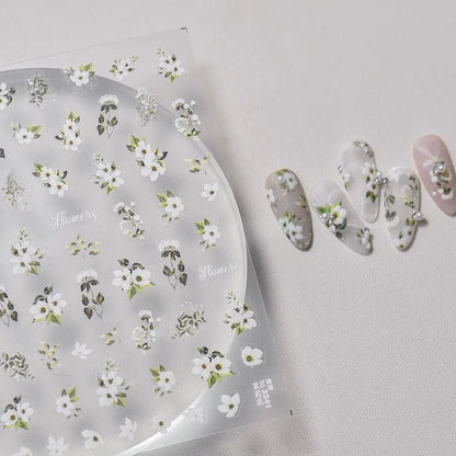 Peony Nail Art Stickers Adhesive Embossed Blooming Flower Sticker Decals to3331