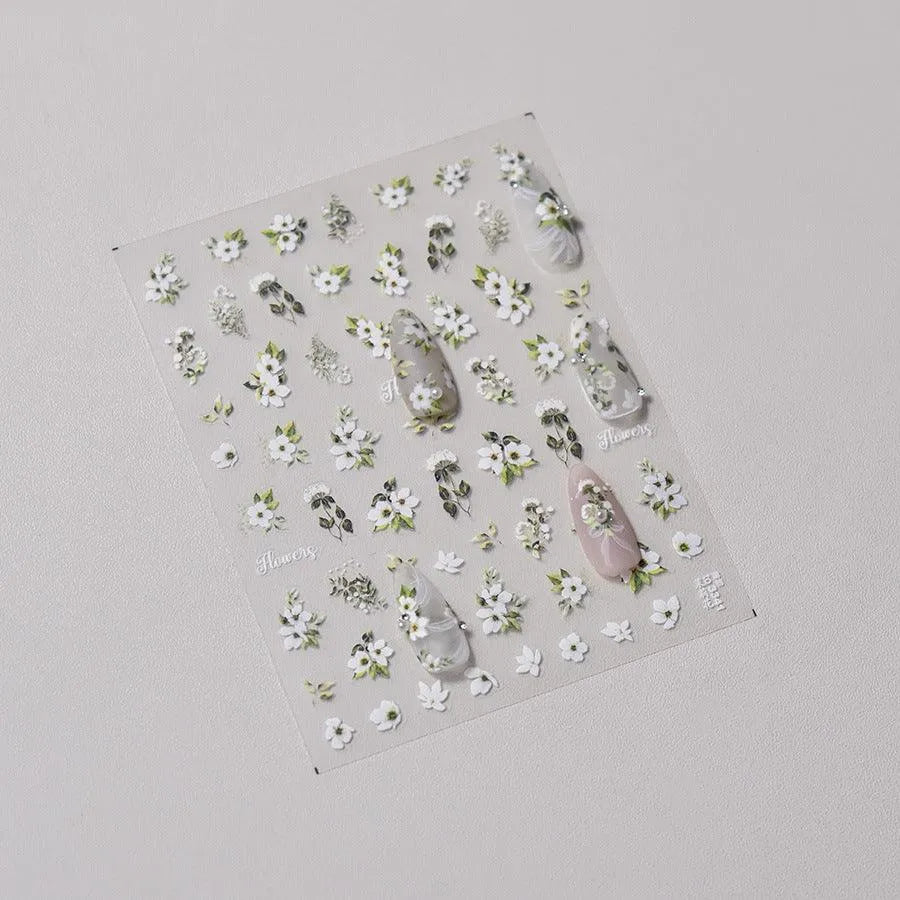 Peony Nail Art Stickers Adhesive Embossed Blooming Flower Sticker Decals to3331