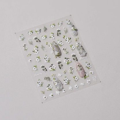 Peony Nail Art Stickers Adhesive Embossed Blooming Flower Sticker Decals to3331