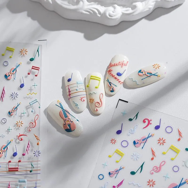 Phonetic Symbol Design Nail Art Stickers Adhesive Sliders Musical Notes Sticker Decals TS1651