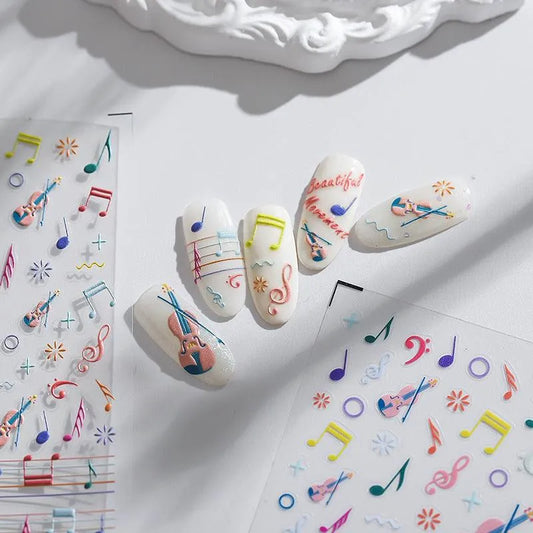 Phonetic Symbol Design Nail Art Stickers Adhesive Sliders Musical Notes Sticker Decals TS1651