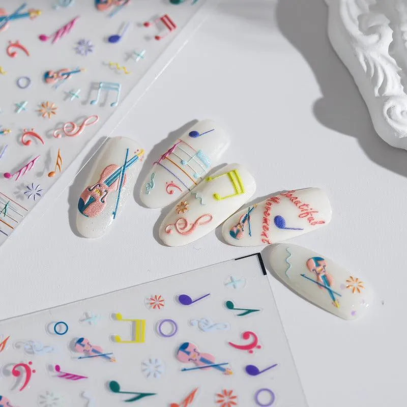 Phonetic Symbol Design Nail Art Stickers Adhesive Sliders Musical Notes Sticker Decals TS1651