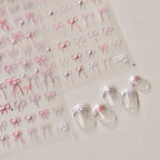 Pink Bow Nail Art Stickers Black White Bowknot Adhesive Embossed Sticker Decals to3870
