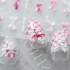 Pink Bow Nail Art Stickers Bow-tie Ribbon Adhesive Embossed Sticker Decals TS897