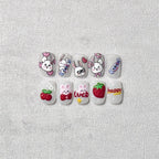 Pink Bunny Nail Stickers 5D Embossed Strawberry Nail Decals Adhesive DIY Manicure Accessories to2767