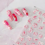 Pink Floral Nail Art Stickers Flower Leaf Adhesive Sticker Decals TS2161