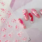 Pink Floral Nail Art Stickers Flower Leaf Adhesive Sticker Decals TS2161