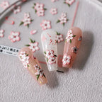 Pink Flower Nail Art Stickers Adhesive Slider Peach Blossom Sticker Decals TS2411