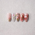 Pink Flower Nail Art Stickers Adhesive Slider Tulips Sticker Decals TS2347