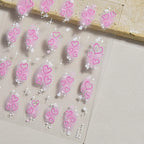 Pink Heart Shape Nail Art Stickers Love Heart Valentines Adhesive Embossed Sticker Decals to4453