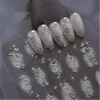 Pink Heart Shape Nail Art Stickers Love Heart Valentines Adhesive Embossed Sticker Decals to4453