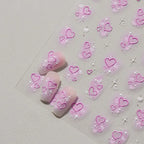 Pink Heart Shape Nail Art Stickers Love Heart Valentines Adhesive Embossed Sticker Decals to4453