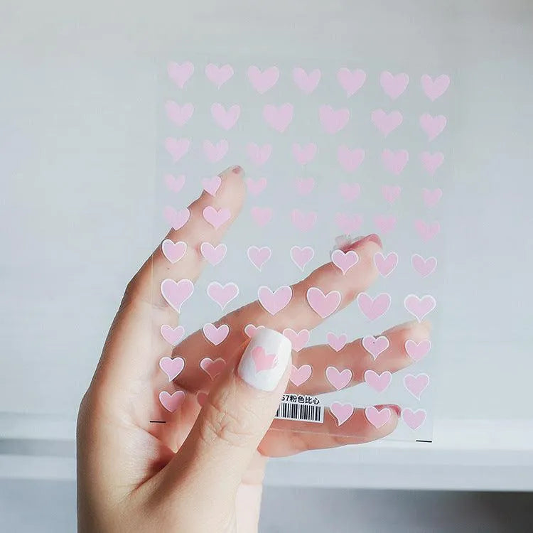 Pink Love Heart Nail Art Stickers Black White Hearts Adhesive Stars Sticker Decals For Valentine's Day TS427