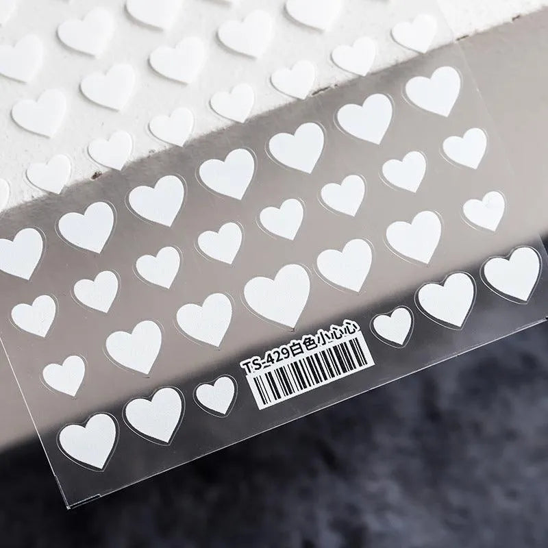 Pink Love Heart Nail Art Stickers Black White Hearts Adhesive Stars Sticker Decals For Valentine's Day TS427