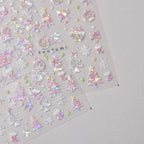 Pink Tree Christmas Nail Art Stickers Adhesive Embossed Bow Knot Bell Sticker Decals to3606