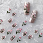 Pink Tulips Nail Art Stickers Flowers Adhesive Sticker Decals TS2565