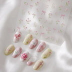 Pink Wild Flower Lace Nail Art Stickers Embossed Minimalist Flowers Adhesive Sticker Decals MN375