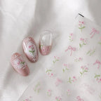 Pink Wild Flower Lace Nail Art Stickers Embossed Minimalist Flowers Adhesive Sticker Decals MN375