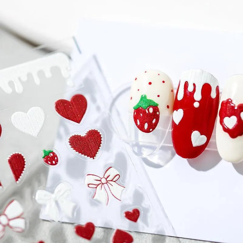 Polishdrops Nail Art Stickers Adhesive Strawberry Heart Sticker Decals TS1170
