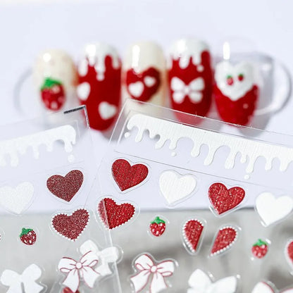 Polishdrops Nail Art Stickers Adhesive Strawberry Heart Sticker Decals TS1170