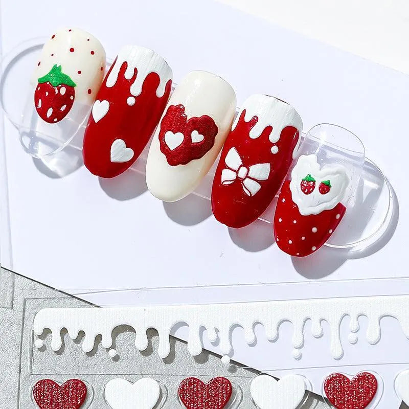 Polishdrops Nail Art Stickers Adhesive Strawberry Heart Sticker Decals TS1170