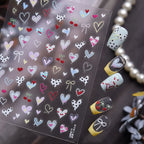 Polka Dot Heart & Bow Nail Stickers - Kawaii Cherry Decals 5381