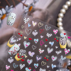 Polka Dot Heart & Bow Nail Stickers - Kawaii Cherry Decals