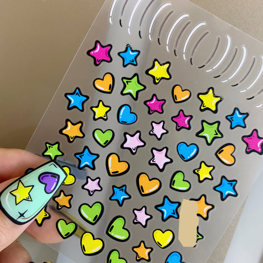 Pop Art Star Nail Art Stickers Adhesive Slider Embossed Star Sticker Decals to3107