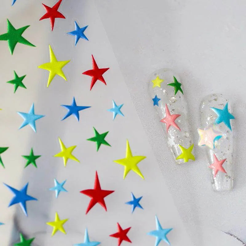 Pop Art Stars Nail Art Stickers Adhesive Slider Embossed Star Sticker Decals to3107