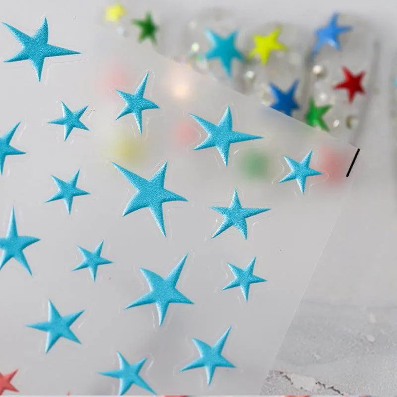 Pop Art Stars Nail Art Stickers Adhesive Slider Embossed Star Sticker Decals to3107