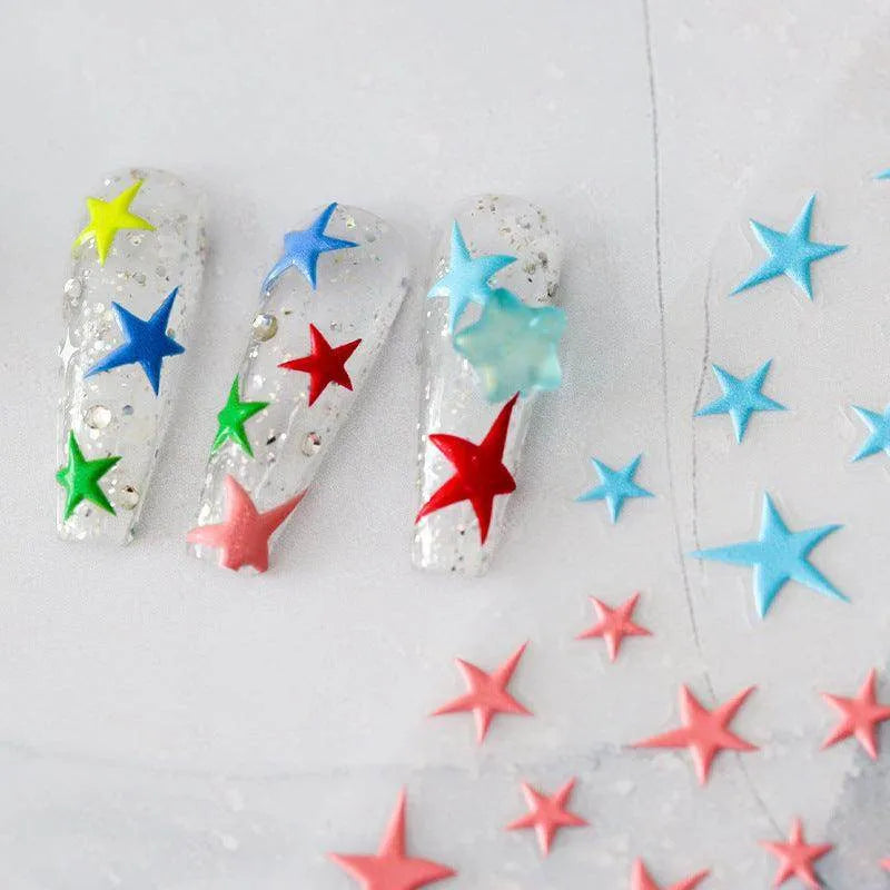 Pop Art Stars Nail Art Stickers Adhesive Slider Embossed Star Sticker Decals to3107