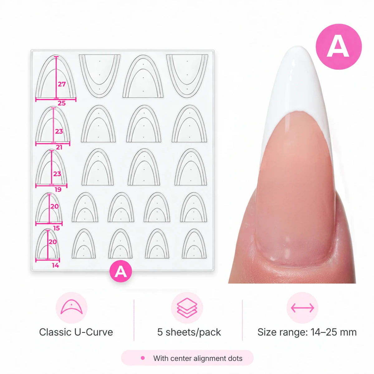 Pro French Manicure Tip Guides No bleeding Stencils