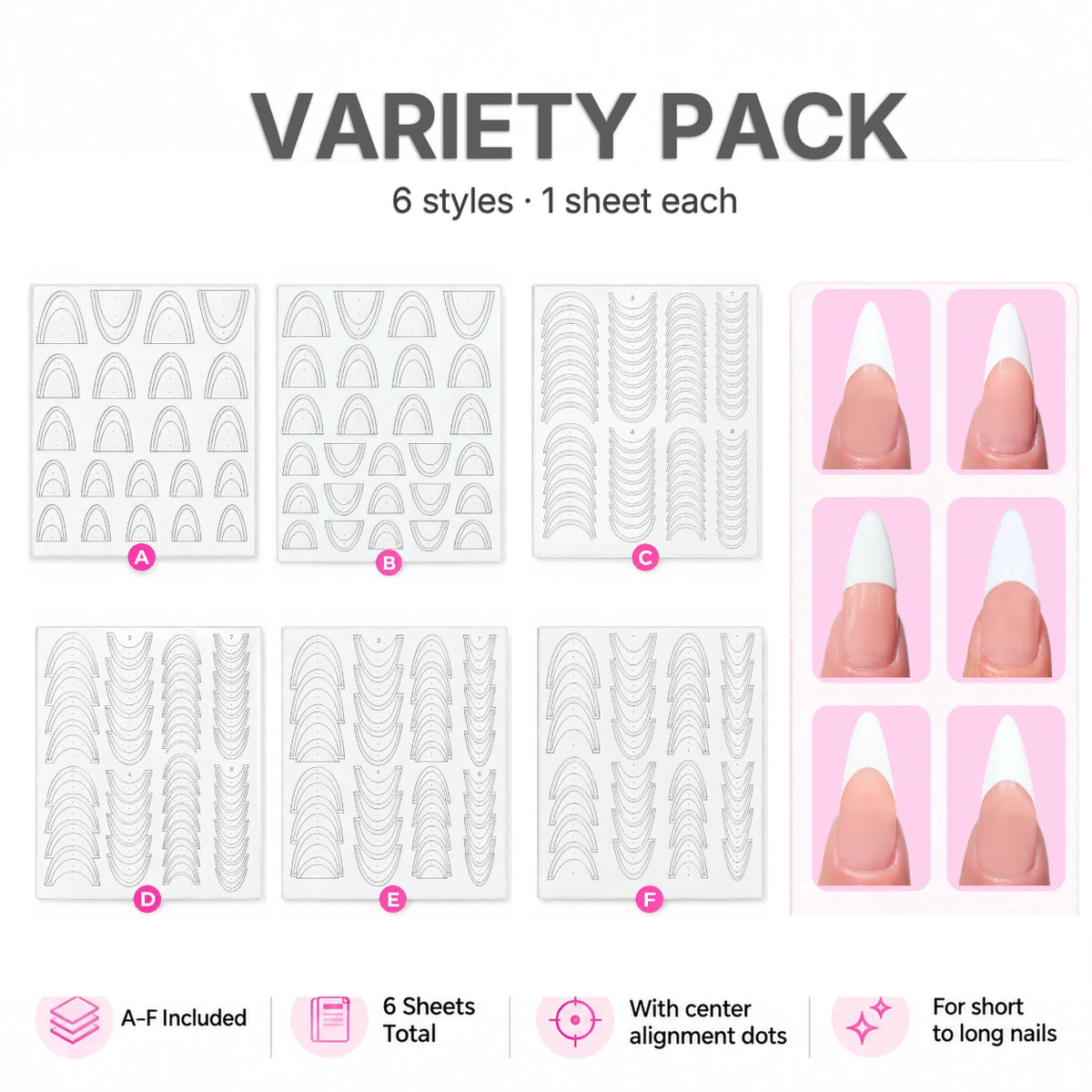 Pro French Manicure Tip Guides No bleeding Stencils