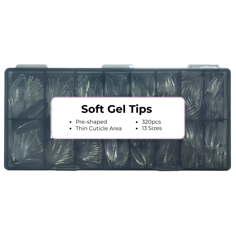Pro Soft Gel Tips (320pcs) | Pre-Etched & Ultra-Thin Cuticle | Full Cover Extensions