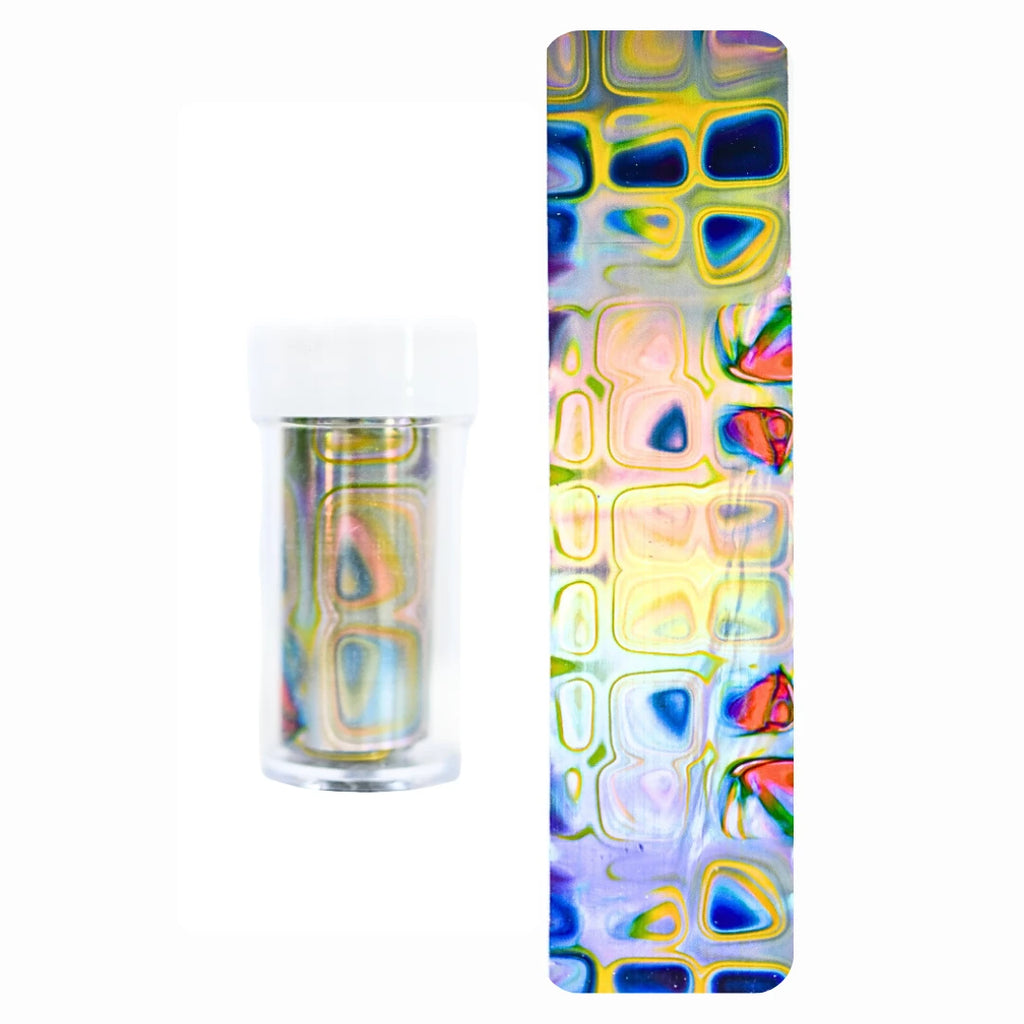 Psychedelic Glass Block Nail Foil Strip 100cm - S3