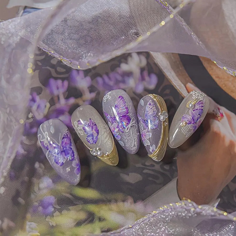 Purple Butterfly Nail Art Stickers Flowers Adhesive Nail Sticker Decals to4498
