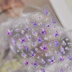 Purple Butterfly Nail Art Stickers Flowers Adhesive Nail Sticker Decals to4498