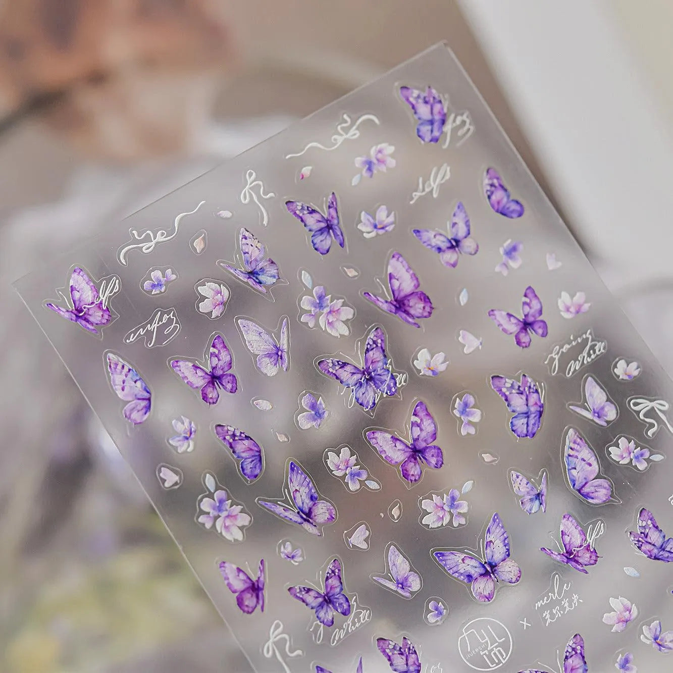 Purple Butterfly Nail Art Stickers Flowers Adhesive Nail Sticker Decals to4498