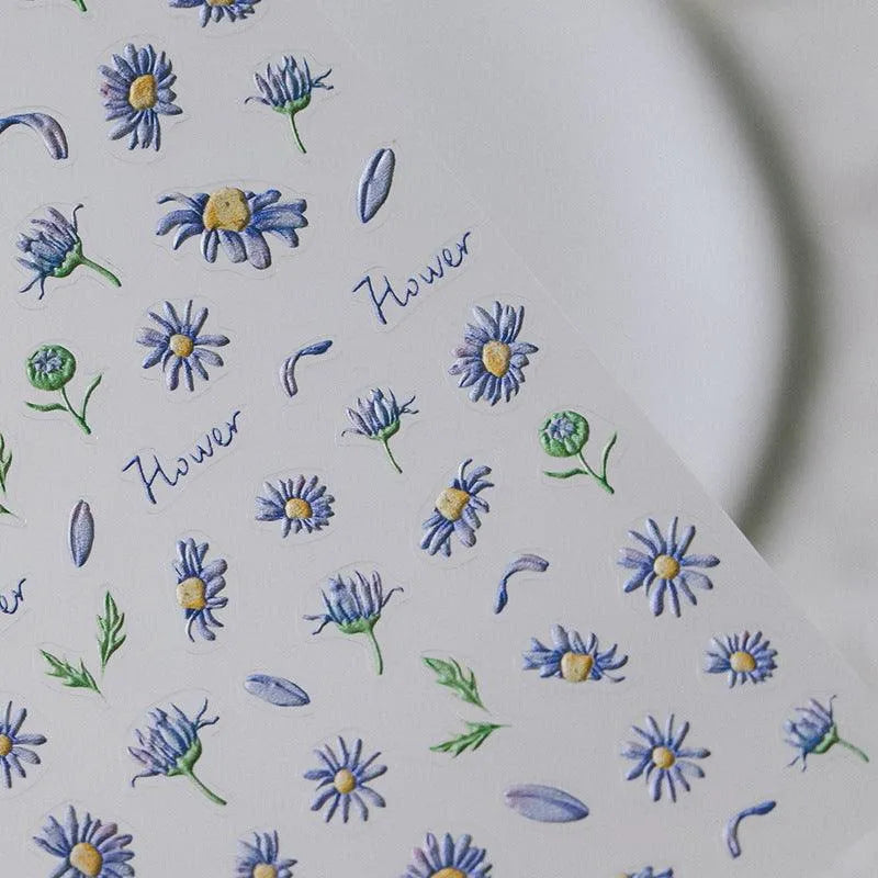 Purple Daisy Nail Art Stickers Daisy Flower Adhesive Sticker Decals TS2768