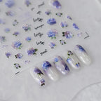 Purple Flower Nail Art Stickers Adhesive Sliders Hydrangea Sticker Decals MN289